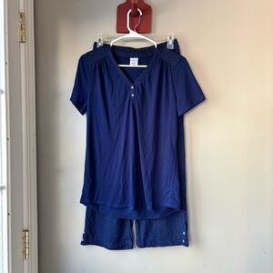 Croft & Barrow Navy Blue Polka Dot Pajama Set S